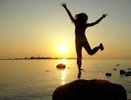how to live happy, girl silhouette jumping for joy