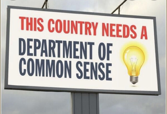 billboard that says, This country needs a department of common sense